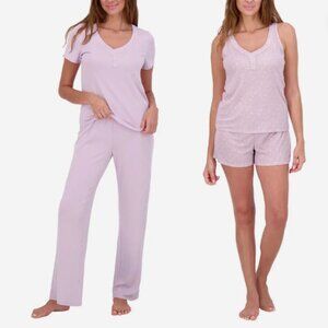 NEW Live 2 Lounge 4-Piece Women's XS  Lounge Set Henley Tee Tank Short & Pants